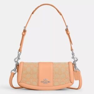 New🧡🩷Coach Faded Blush Andrea Small Shoulder Bag In Signature Jacquard